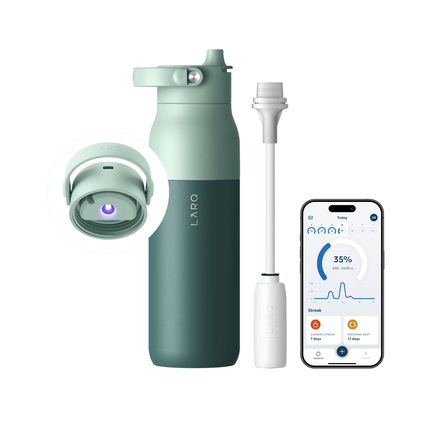 LARQ Bottle PureVis 2 Eucalyptus Green 1L